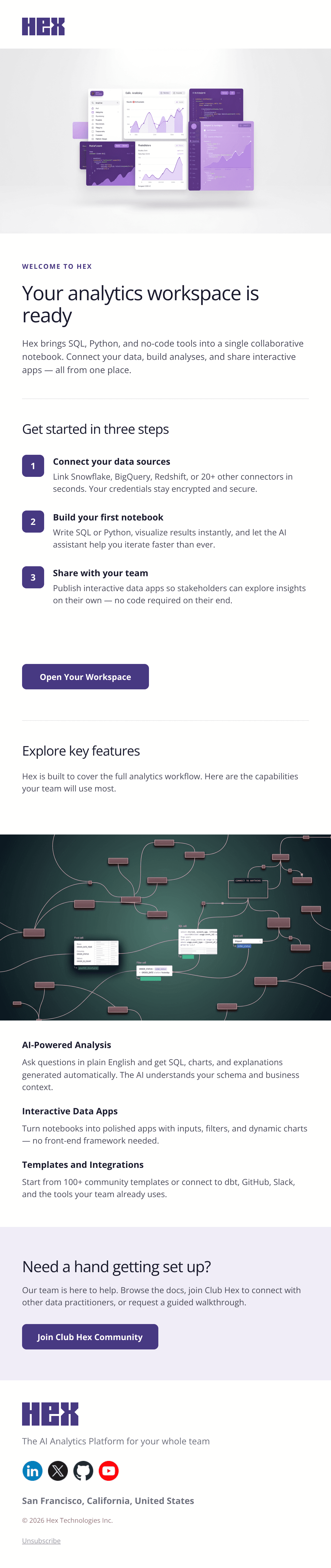 Light Onboarding email design