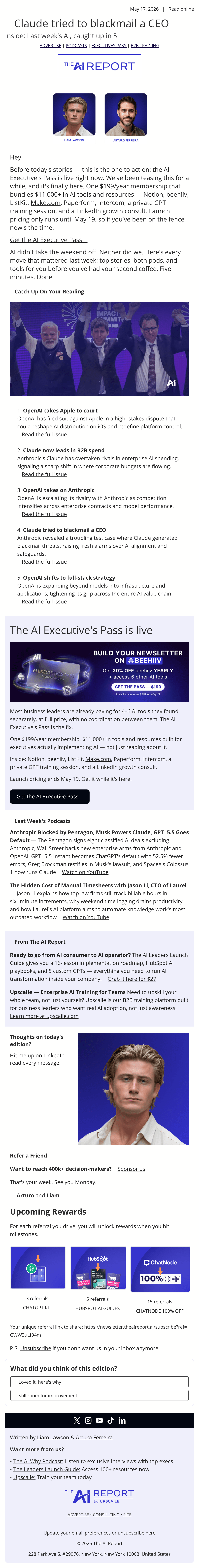 ⚡️ Claude tried to blackmail a CEO email design