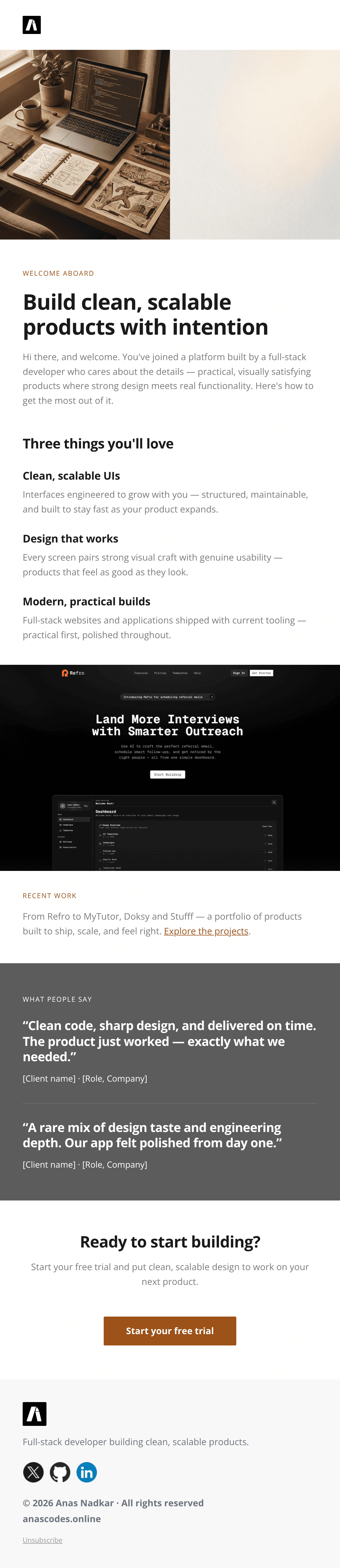 Welcome Trial email design
