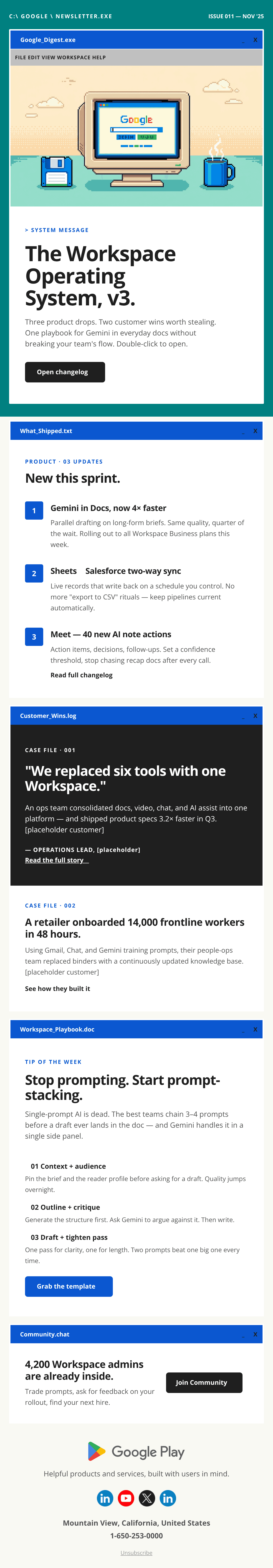 Google Newsletter email design