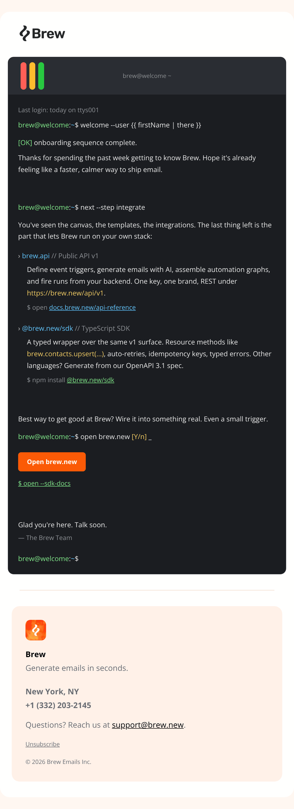 Closing Chat email design