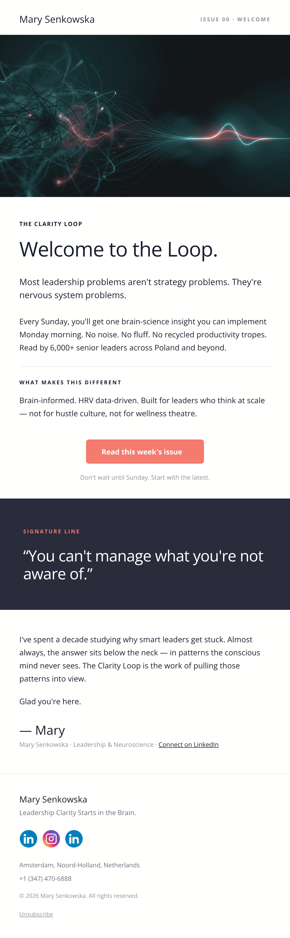 Clarity Loop Welcome email design